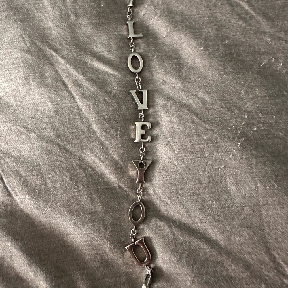 Stainless Steel ‘I Love You' Charm Bracelet